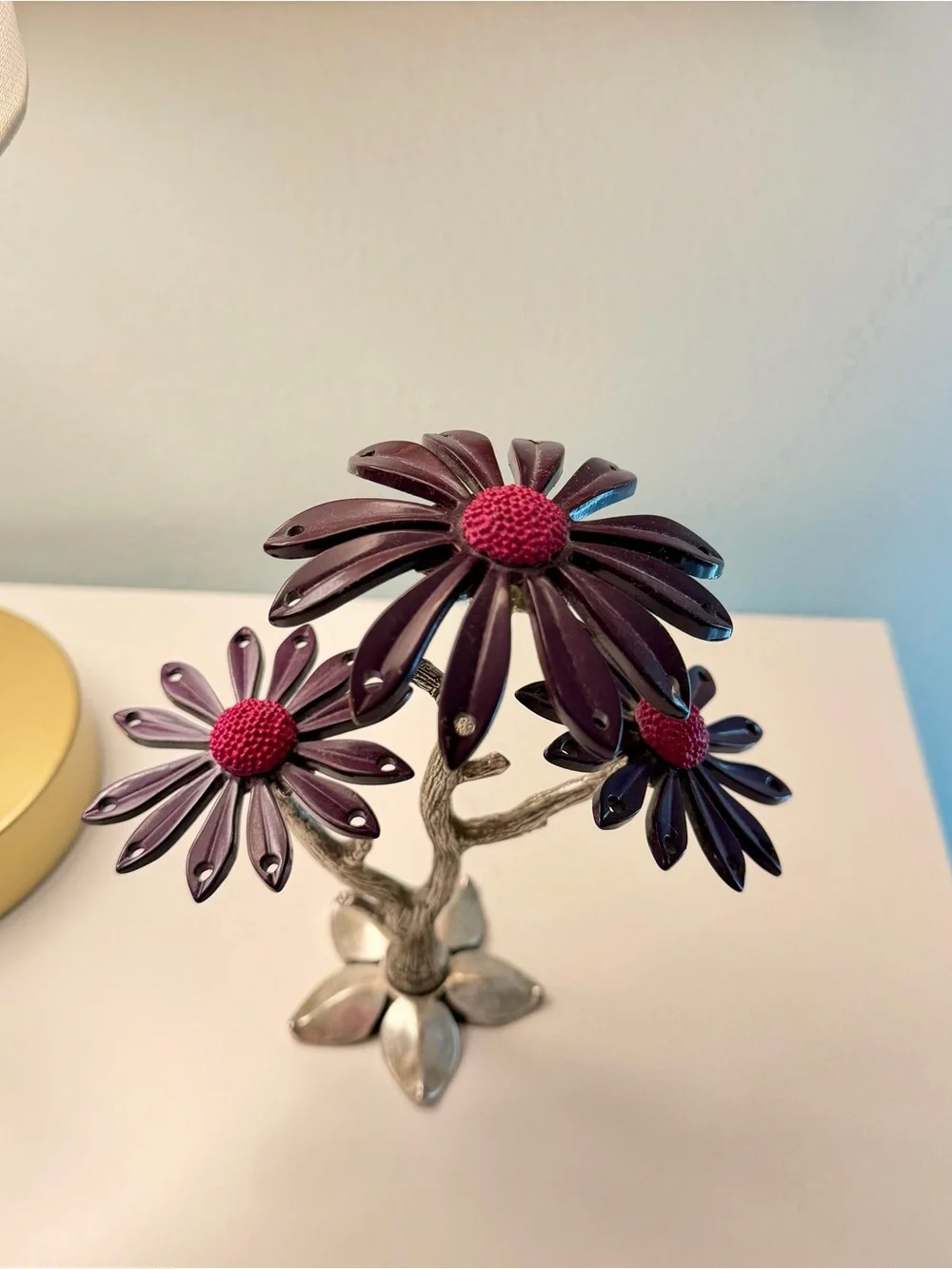 Lucky Brand • Purple & Magenta Floral Metal Earring Stand Holder